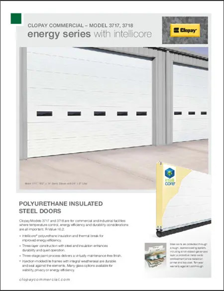 Clopay Energy Series Models 3717 and 3718 commercial door brochure