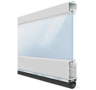 Cutaway of an aluminum commercial door section