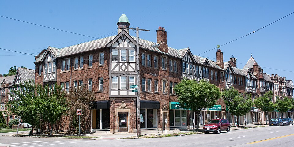 Cleveland Heights, Ohio: a historic mixed-use building on South Taylor Road