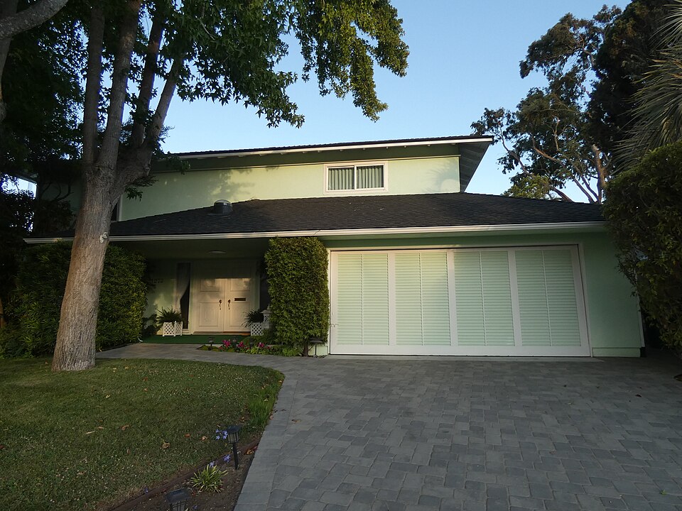 House with a new white garage door
