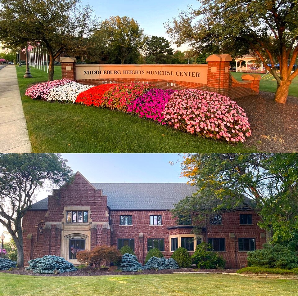 Middleburg Heights, Ohio: flower displays at the Municipal Center and City Hall