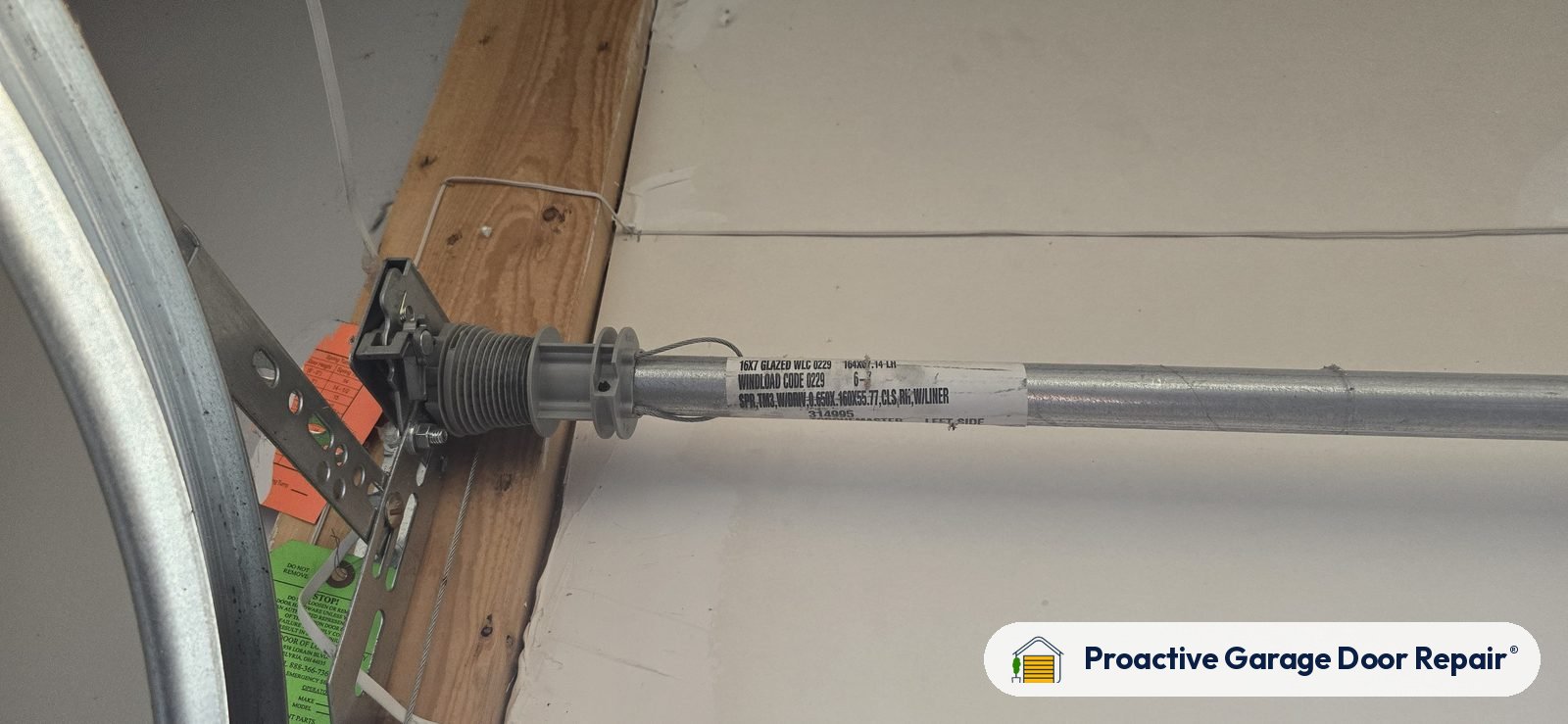 Garage door lift cable and cable drum, Proactive Garage Door Repair job
