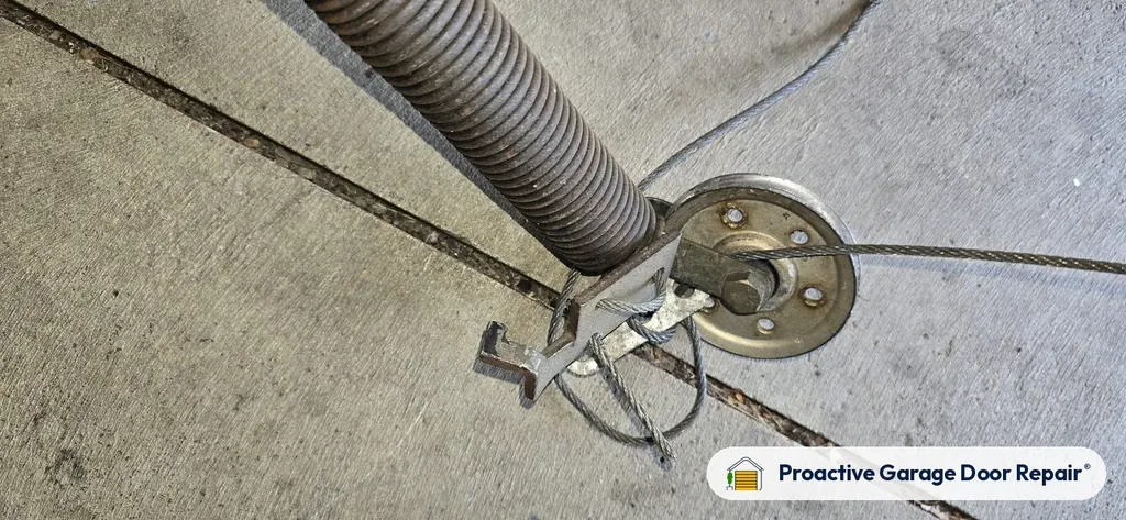 Garage door lift cable and cable drum, Proactive Garage Door Repair job