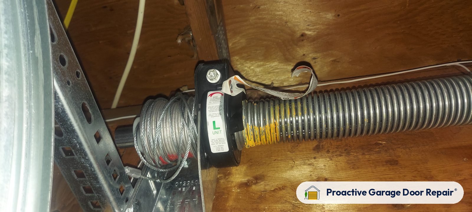 Garage door lift cable and cable drum, Proactive Garage Door Repair job