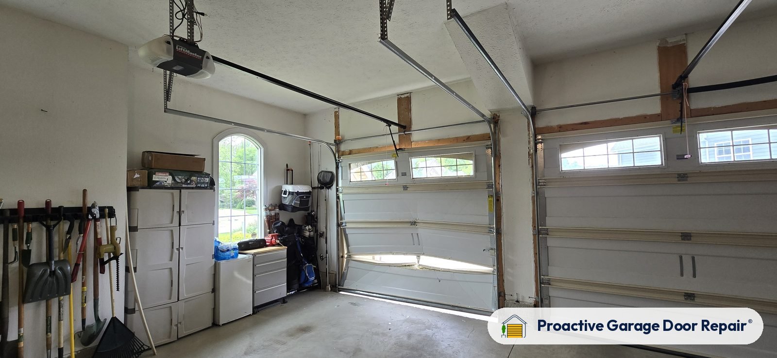 Inside view of a garage door after a Proactive Garage Door Repair visit in Avon, Ohio