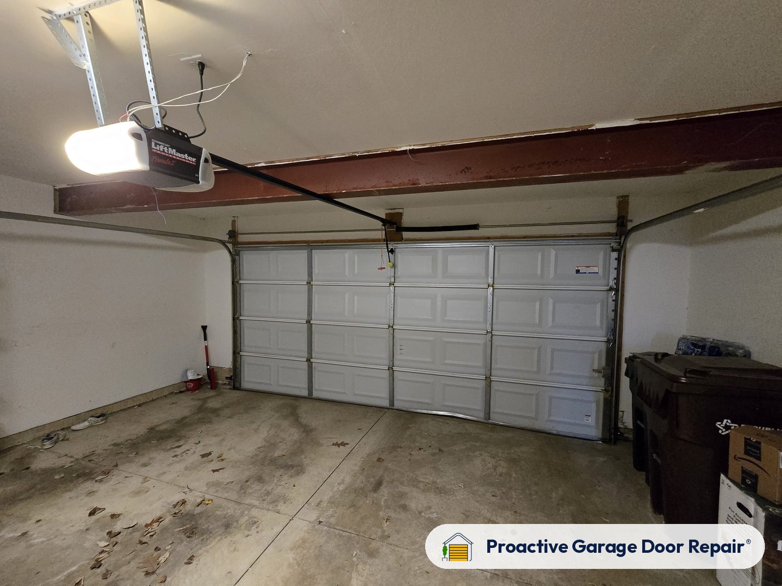 Inside view of a garage door after a Proactive Garage Door Repair visit in Copley Township, Ohio, photo 3