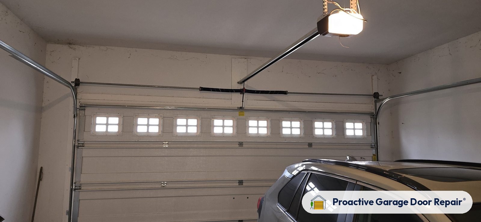 Inside view of a garage door after a Proactive Garage Door Repair visit in Cuyahoga Falls, Ohio