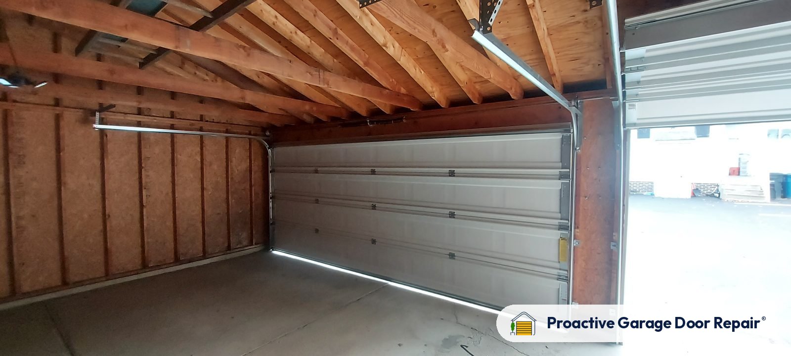 Inside view of a garage door after a Proactive Garage Door Repair visit in Lakewood, Ohio