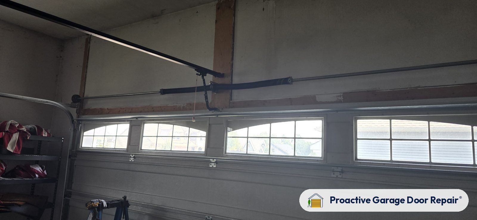 Inside view of a garage door after a Proactive Garage Door Repair visit in North Ridgeville, Ohio