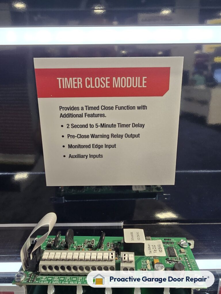 Timer close module for a commercial door operator with pre-close warning