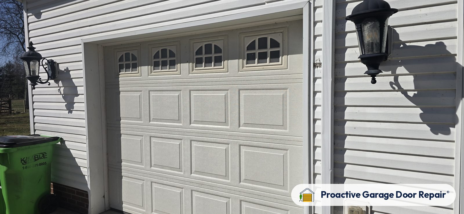 Residential garage door on a Proactive Garage Door Repair job