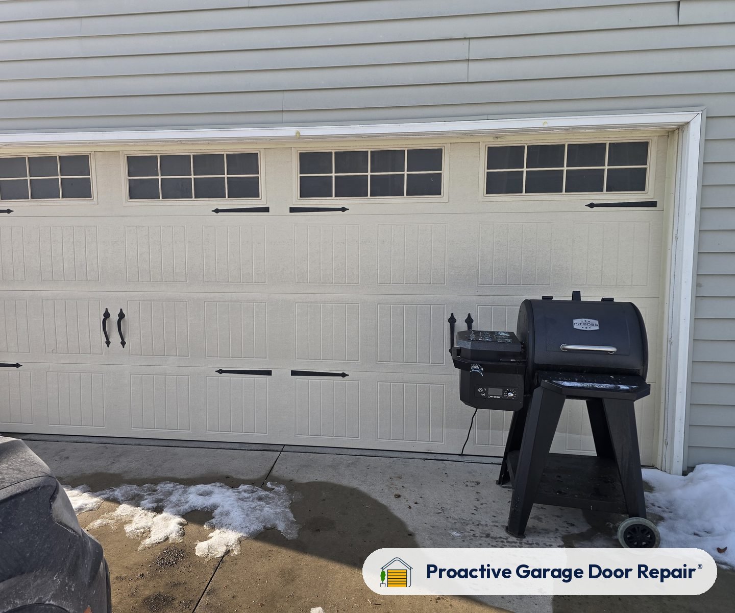 Residential garage door on a Proactive Garage Door Repair job
